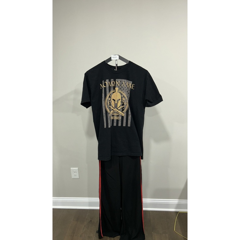 Infowars Molon Labe Spartan Graphic T-Shirt Made in USA Black Mens L